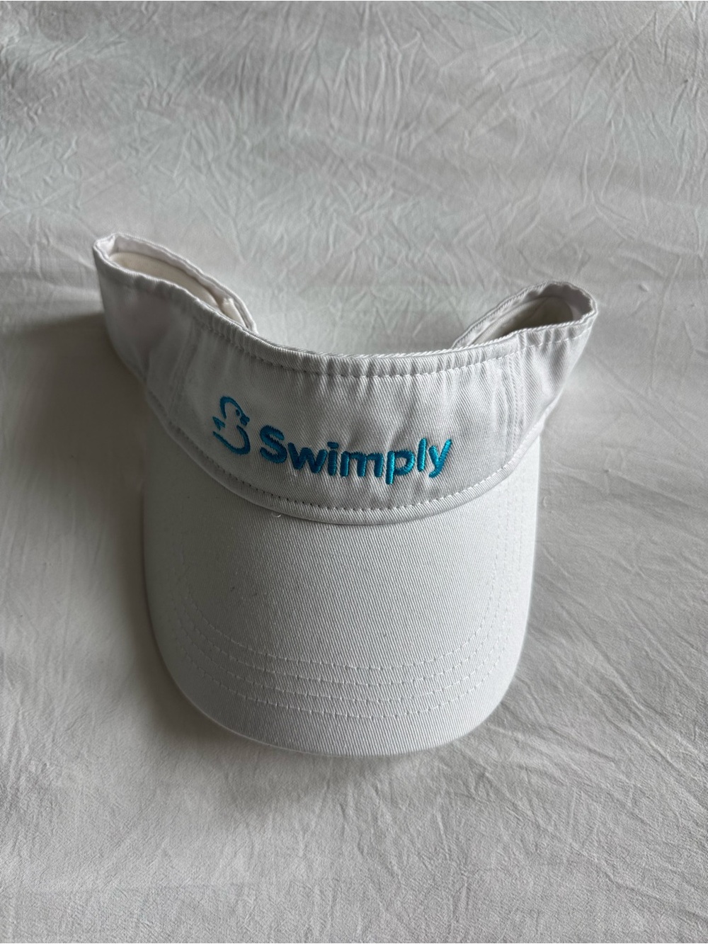 Swimply White Visor with Blue Logo